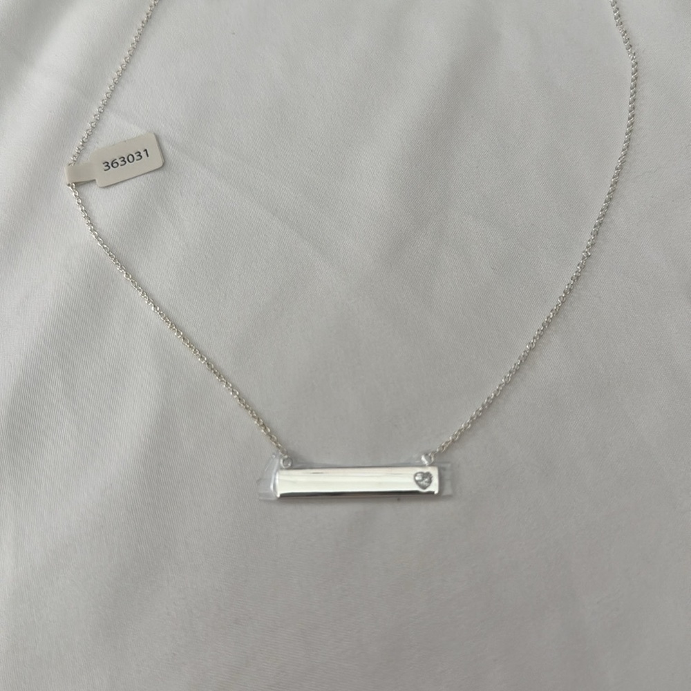 Things Remembered .925 Birth Month Bar Necklace With CZ Heart April 16”